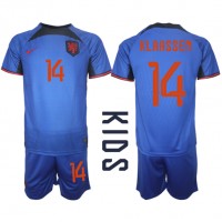 Holandsko Davy Klaassen #14 Vonkajší Detský futbalový dres MS 2022 Krátky Rukáv (+ trenírky)